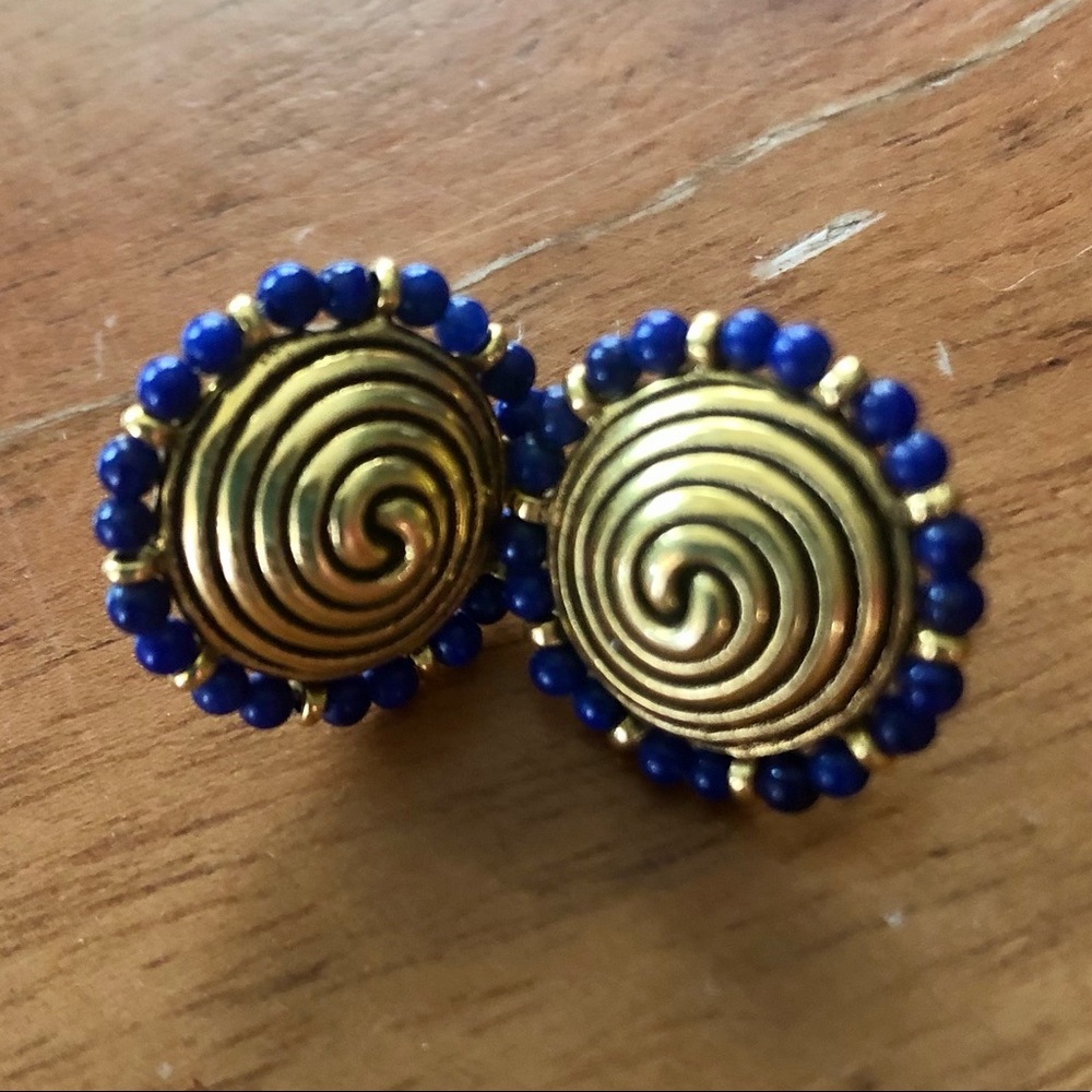 Gold Plated Earrings with Bead Detail